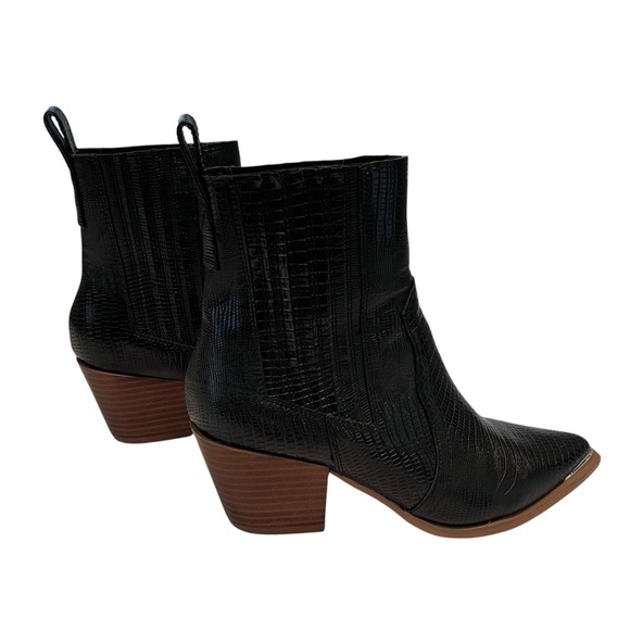 Arider Girl Black Croc Embossed Western Ankle Boots Size 9 - Picture 5 of 10